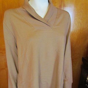 Khaki  Long Sleeve Pullover Women's Sweater by d & co. Size XL